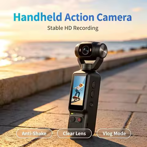 1080P HD Handheld Action Camera, 180° Rotatable Lens, 1.97" HD Screen Portable Mini Camcorder, Multi