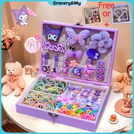 158pcs Sanrio Korean Fashion Children's Girls Hair Accessories Set Gift Box Kuromi Jewelry Box for K