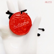 #K153 Red Chinese Fu Ping An Round Pendant Necklace Neck Strap 红色福平安吊坠项链绳 Wear Merah Batu Kalun Rant