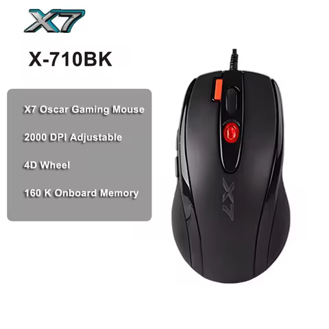 A4TECH X7 X-710BK Oscar Gaming Mouse,2000DPI,1000HZ,4D Wheel,160K Onboard Memory,Oscar Mouse Editor,
