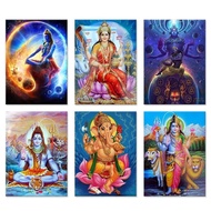 Seni Dinding Moden Buddha India & Tuhan Shiva - Potret Dewa Hindu Hiasan Rumah Poster Cetak