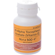 Myra E and Myra 300-E d-Alpha Tocopheryl Acetate (Vitamin E) 30 Capsules 300 I.U and 400 I.U