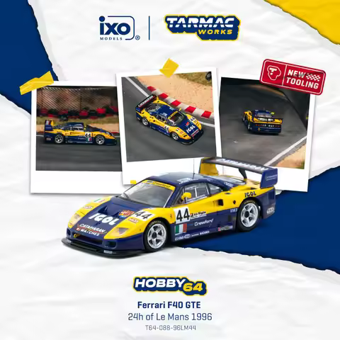 In Stock TW 1:64 Ferrari F40 GTE 24h Of Le Mans 1996 Diecast Car Model Collection Toys Tarmac Works