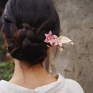 【月華】雨百合纏花髮飾 粉色 配櫻花瑪瑙 天然珍珠