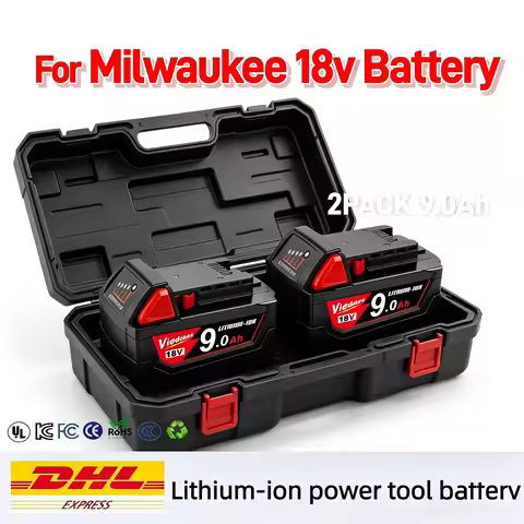 Long Runtime 18V 9.0Ah Rechargeable Li-ion Battery Fit for Milwaukee 18V Battery M18 HB3 HB6 48-11-1