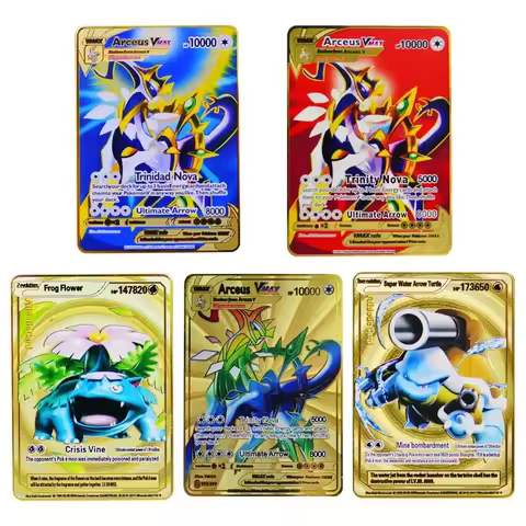 5Pcs Metal Pokemon Letters Pokemon Cards Blastoise Vmax Charizard Pikachu Gx Mewtwo Golden Iron Lett