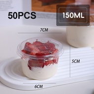 Disposable Dessert Cup Round Pudding Cups with Lid Plastic Mousse Cup for Cupcake Tiramisu Cawan pen