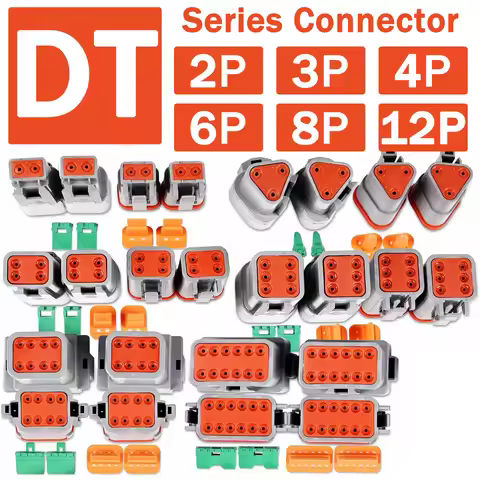 Deutsch Type DT Series Waterproof Automotive Connector 2P/3P/4P/6P/8P/12P Wire Car Socket Plug DT06-