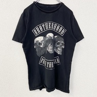 90年代復古骷髏/骷髏頭印花短袖T卹，單線縫製，復古風格，黑色，圓領，M碼