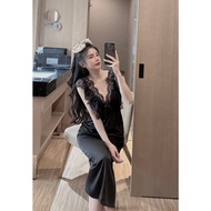 Sexy Lace Fairy Tail Nightgown, Freesize Long Luxury Silk Nightgown Night Dress for Women