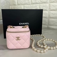 29/9門市現貨｜💗Chanel 22P Mini Vanity 粉紅色珍珠鏈條小盒子 Fullset