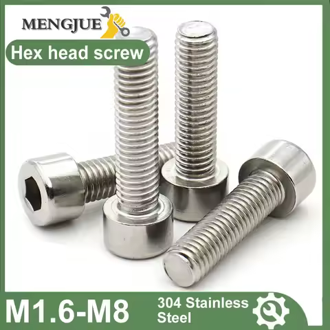 50-5pcs M1.6 M2 M3 M4 M5 M6 M8 CM 304 A2-70 Stainless Steel Hexagon Hex Socket Cylinder Cap Head Scr