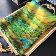 Halloween Real Silk Syal Ladies Print Map Shawl Pure 100% Syal Sutra Women Large Scarfe Fashion Midd