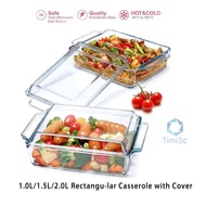 TIMI3C Microwave Oven Square Tempered Glass Casserole with Lid - Kitchenware Pots