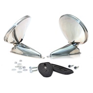 กระจกมองข้าง แป้นกลมเล็ก สีเงิน 1 คู่ ซ้าย-ขวา รถยุโรป เฟอร์รารี่ คาดิแล็ค  ปี 1950-1970  FERRARI CA