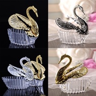 Transparent Acrylic Gold Silver Swan Western Creative Wedding Little Swan Candy Gift 7.5*7*3.5cm can