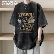 COD Easter Sunday / Church Outfit  Easter Print T-Shirt, Men's Loose Fit Washed Crew Neck Short Slee