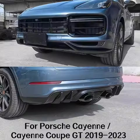Dry Carbon Front Lip Spoiler Rear Diffuser Bumper Exhaust Tailpipe For Porsche Cayenne Coupe GT-Mode