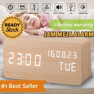 Jam Weker Digital Waker Alarm Model Kayu Voice Control Wooden Temperature Clock Jam Meja Digital Des