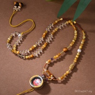 Ram Dom Card Pendant Rope Base Crystal New Chinese Necklace Palace Style Citrine Tiger Eye Stone New