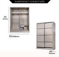 Sampoint Wardrobe 6ft x 8ft / Wardrobe Anti-Jump Sliding Door(With Installation) / Almari Baju Besa 