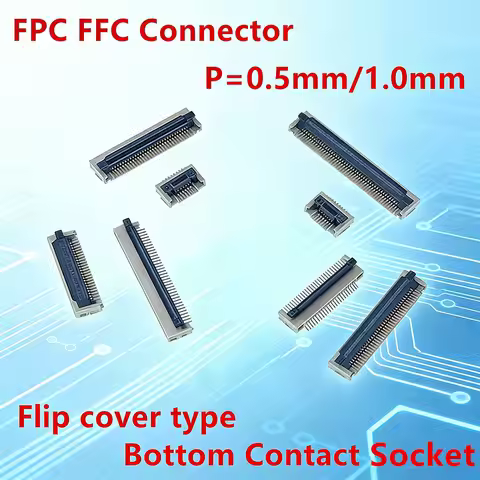 Ribbon Flat Cable Connecto FPC Bottom Contact Socket FFC socket 0.5mm 1.0mm Pitch 4P 6P 8P 10P 12P 1