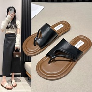 selipar flat sandal flat perempuan Selipar pantai fesyen rata retro Korea musim panas