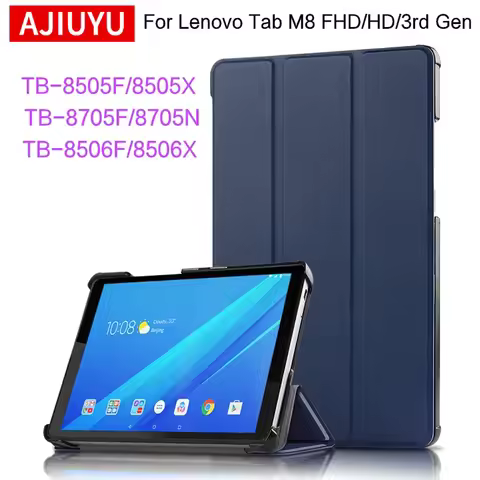 AJIUYU Case For Lenovo Tab M8 3rd Gen FHD HD TB 8505F TB-8505X 8506F 8705F Cover PU Leather Stand Ca