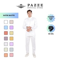 Pazze Baju Melayu Modern Slim Fit Nikah - Pearl White Baby Blue Salmon Dusty Purple Off White Cream 