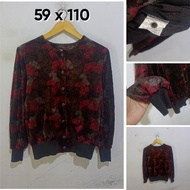 Black Floral O-Neck Cardigan Size L TopWanita H237