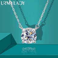 Urmylady Moissanite Diamond Pendant Long Necklace for women 8.0mm 2ct Silver Women Bridal Party Jewe