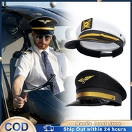 Unisex Airplane Pilot Hat Cap Adjustable Air Force Cap Stewardess Uniform Cap Cosplay Costume Props
