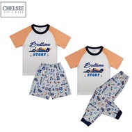 Chelsee ชุดนอนแขนสั้น เด็กผู้ชาย รุ่น 127793/94 ลายรถแข่ง อายุ 2-12 ปี ผ้า Cotton ผ้านิ่ม ไม่หนาไม่บาง ชุดนอนเด็กโต เสื้อผ้าเด็กโต