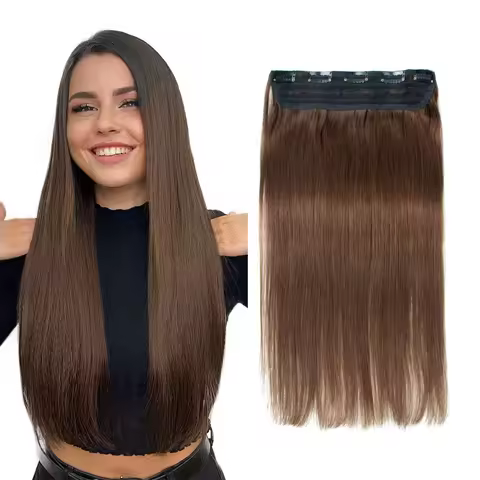 Brown Clip In Hair 1PC Natural Hair Extensions Straight Clip-On Add Volume HairPieces 14 18 22 inch 