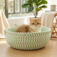 Basket Cat Bed Raised Rim Woven Cat Nest