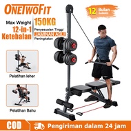 OneTwoFit New Multifunctional Foldable High Pull Down Dumbbell bench 12-in-1 Home Gym Functional Adj