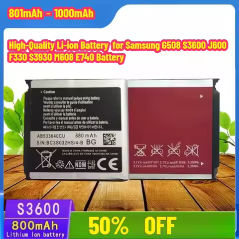 High-Capacity Battery for Samsung G508 S3600 J600 F330 S3930 M608 E740 Mobile Phone Batteries