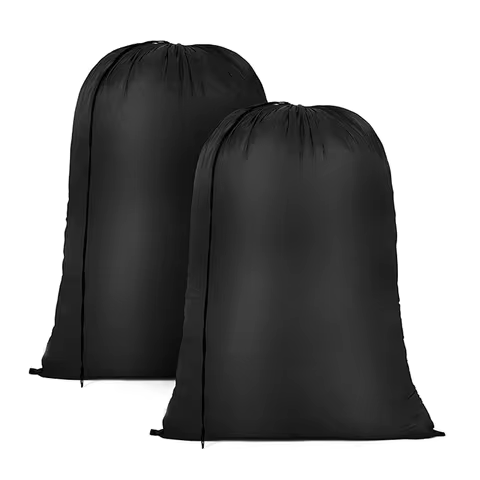 Black Waterproof Drawstring Bag Heavy Duty Dirty Clothes Storage Bags Drawstring Laundry Basket, sui