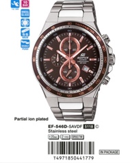 Casio Edifice แท้100% รุ่น EF-546D-5AVDF นาฬิกาผู้ชาย นาฬิกาสายสเตนเลส(ส่งฟรี)