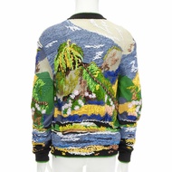 rare SAINT LAURENT 2021 Runway Teddy tropical landscape intarsia cardigan XS