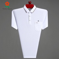 เสื้อยืดคอโปโลแขนสั้นผ้าฝ้ายแท้ Montagut สำหรับผู้ชาย ฤดูร้อน ปีนักษัตร เสื้อเชิ้ตคอปกพับสีแดงสด สวม