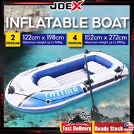 JDEX Intime Inflatable Boat 2/4 Person PVC Rubber Inflatable Boat Thick Portable Kayak Fishing Boat 