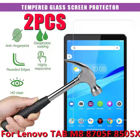 2Pcs Tempered Glass for Lenovo TAB M8 TB-8705F/TB-8505X 8.0 Inch Screen Protective 9H 0.3mm Full Tab