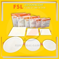 FSL 4" 12W / 6" 18W / 8" 24W LED DOWNLIGHT ROUND / SQUARE PANEL LAMP SIRIM BULAT SEGI EMPAT LAMPU CE