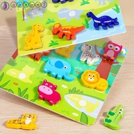 AARON1 Children Cognitive Puzzle Toy, Shape Jigsaw Matching Puzzle Game, Educational Toys Cartoon Animals Wooden Funny Montessori Wooden Puzzle Toy Kindergarten