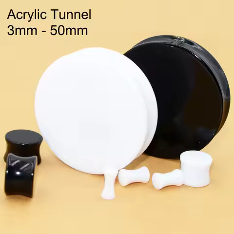 1Pair White&Black Acrylic Ear Tunnel Plug Simple Styles Ear Gauges Piercing Double Curved Saddle Exp