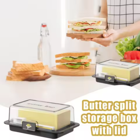 One‑Handed Airtight Butter Dish with Lid One Press Open/Close Secure Latching Buckle, Butter Holder 