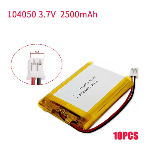 10 Pcs 104050 Battery 2500mAh 3.7V Lipo Li-Polymer Battery 3.7 Volt Li-po PH2.0 2Plug for Smart Curt