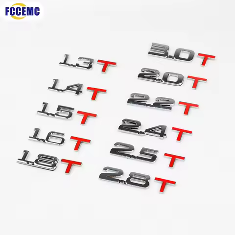 Newest Car 3D Metal Logo Sticker 1.3T 1.4T 1.5T 1.6T 1.8T 2.0T 2.2T 2.4T 2.5T 2.8T 3.0T High-End Car