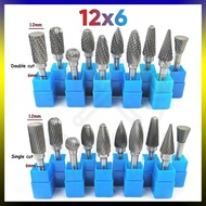 12x6mm Tungsten Carbide Burr 6mm Single Cut Double Cut Rotary Porting Tool Mata Porting Mata Korek